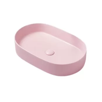 Lavoar baie roz mat montaj pe blat, ventil inclus, 60 cm, Adelais Foglia imagine