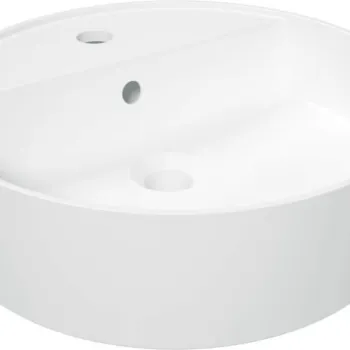 Lavoar ceramic, montare blat, cu gaura pentru baterie, 42x42 cm, alb, Deante Round imagine