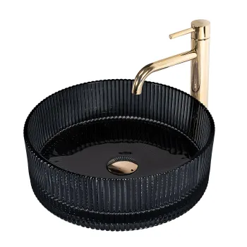 Lavoar cu montare pe blat 36 cm, negru, rotund, Rea Ingrid imagine