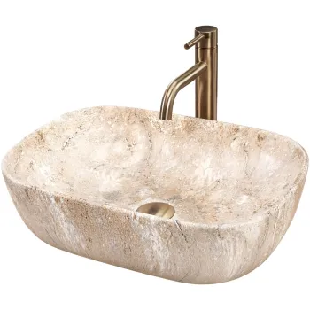 Lavoar cu montare pe blat 47 cm, imitatie piatra, Rea Belinda Savana imagine