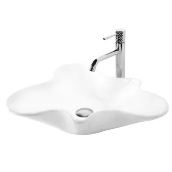 Lavoar cu montare pe blat 52 cm, alb lucios, asimetric, Rea Izolda imagine