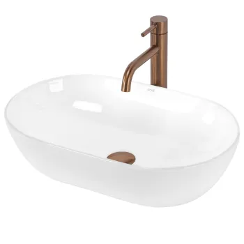 Lavoar cu montare pe blat 52 cm, alb lucios, Rea Amelia imagine