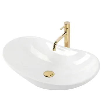 Lavoar cu montare pe blat 60x37 cm, alb lucios, Rea Basaro Westa imagine