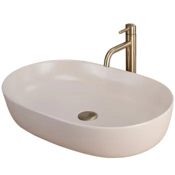 Lavoar cu montare pe blat 61 cm, bej mat, oval, Rea Cleo imagine