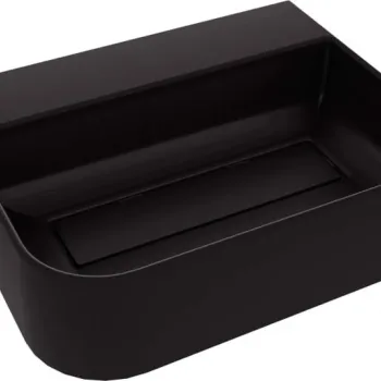 Lavoar din granit, capac scurgere, montare blat, 50.5x40.5 cm, negru, Deante Arnika imagine