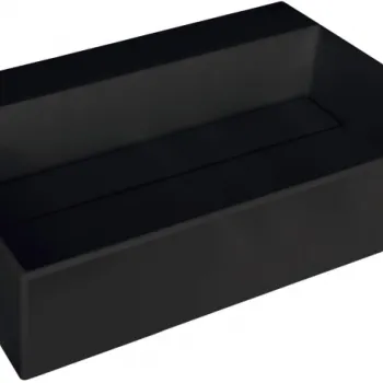 Lavoar din granit, capac scurgere, montare blat, 60x40 cm, negru, Deante Correo imagine