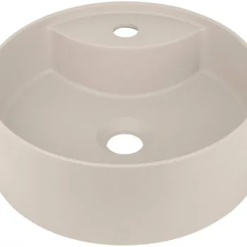 Lavoar din granit, montare blat, cu insula pentru baterie, 36x36 cm, bej, Deante Silia imagine