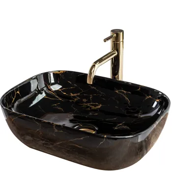 Lavoar dreptunghiular Rea Belinda, imitatie piatra, 46,5 x 33 cm imagine