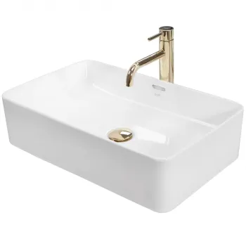 Lavoar dreptunghiular Rea Berta, alb, ceramica lucioasa, 56 x 35,5 cm imagine