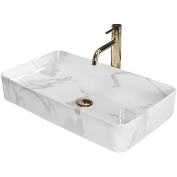 Lavoar dreptunghiular Rea Denis, aspect de marmura, finisaj lucios, 61,5 x 35 cm imagine