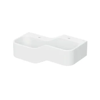Lavoar dublu pentru copii, alb alpin, 90x39 cm, dreapta, fara preaplin, 2 orificii pentru baterie, Geberit Bambini imagine