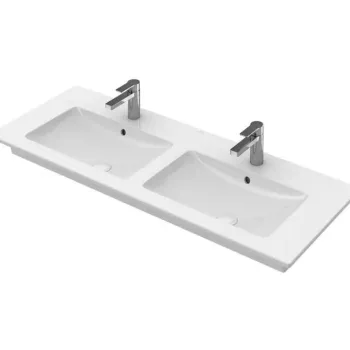 Lavoar dublu pentru mobilier 130x50 cm, cu preaplin, alb alpin, Villeroy  Boch Venticello imagine
