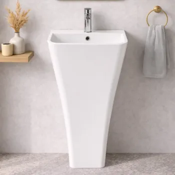 Lavoar freestanding din compozit, alb lucios, dreptunghiular, Foglia Lea imagine