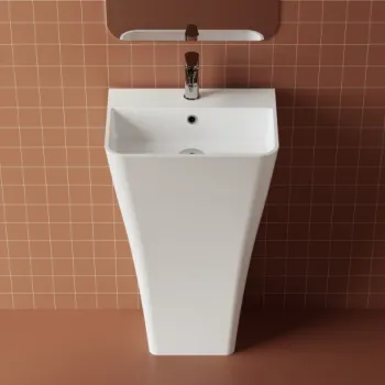 Lavoar freestanding din compozit, alb lucios, dreptunghiular, Foglia Lea imagine