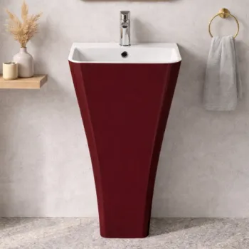 Lavoar freestanding din compozit, burgundy cu alb, dreptunghiular, Foglia Lea imagine