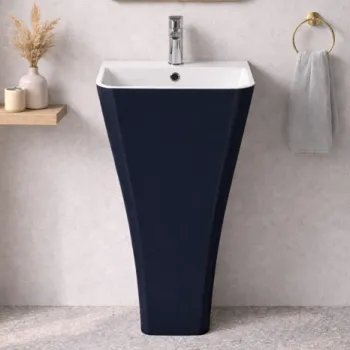 Lavoar freestanding din compozit, negru cu alb, dreptunghiular, Foglia Lea imagine