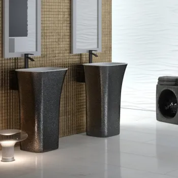 Lavoar freestanding graphite alb 52 cm din compozit mineral DuraBe, Besco Assos Glam imagine