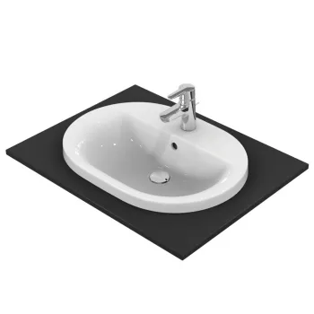 Lavoar incastrat alb 62 cm, oval, orificiu baterie si preaplin Ideal Standard Connect imagine
