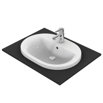 Lavoar incastrat alb 62 cm, oval, orificiu baterie si preaplin Ideal Standard Connect imagine