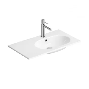 Lavoar incastrat alb 80 cm, dreptunghiular, cu picurator pe partea dreapta, Cersanit Zen imagine