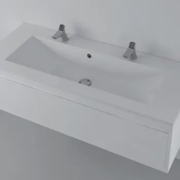 Lavoar incastrat  din compozit , 120 x 45 cm, alb lucios, dreptunghiular, Foglia Yrsa imagine