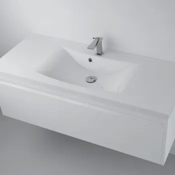 Lavoar incastrat  din compozit, 120 x 48 cm, alb lucios, dreptunghiular,  Foglia Lucia imagine