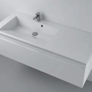 Lavoar incastrat din compozit, 125 x 50 cm, cuva orientata pe dreapta, alb lucios, dreptunghiular, Foglia Peggy imagine