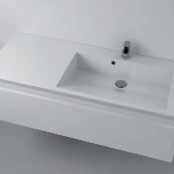 Lavoar incastrat din compozit, 125 x 50 cm, cuva orientata pe stanga, alb lucios, dreptunghiular, Foglia Peggy imagine