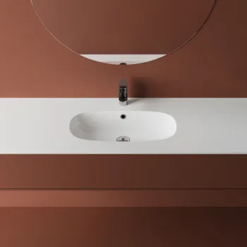 Lavoar incastrat din compozit, 141 x 46 cm, alb lucios, dreptunghiular imagine