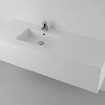 Lavoar incastrat din compozit, 150 x 50 cm, cuva orientata pe dreapta, alb lucios, dreptunghiular, Foglia Lauretta imagine