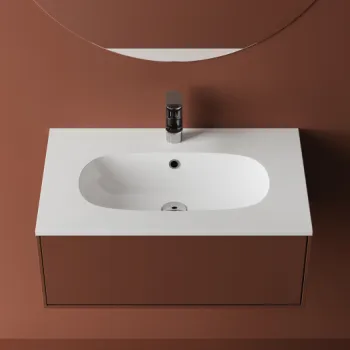 Lavoar incastrat din compozit, 71x46x14.2 cm, alb lucios, Foglia Dover imagine