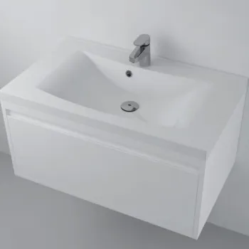 Lavoar incastrat din compozit, 80 x 48 cm, alb lucios, dreptunghiular, Foglia Lucia imagine