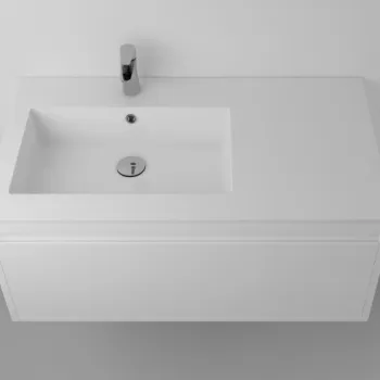 Lavoar incastrat din compozit,  90 x 50 cm, cuva orientata spre dreapta, alb lucios, dreptunghiular, Foglia Lauretta imagine