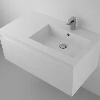 Lavoar incastrat din compozit, 90 x 50 cm, cuva orientata spre stanga, alb lucios, dreptunghiular, Foglia Lauretta imagine