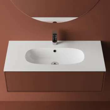 Lavoar incastrat din compozit, 91x46x14.2 cm, alb lucios, Foglia Dover imagine