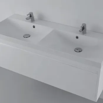 Lavoar incastrat din compozit, dublu, dreptunghiular, alb lucios, 121 x 46.4 cm, Foglia Modulo imagine