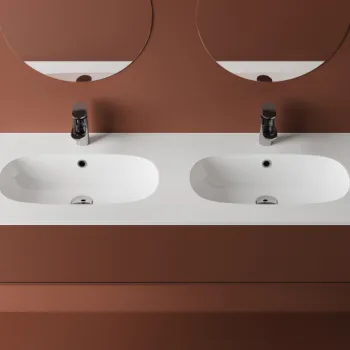 Lavoar incastrat dublu din compozit, 121 x 46 cm, alb lucios, dreptunghiular imagine