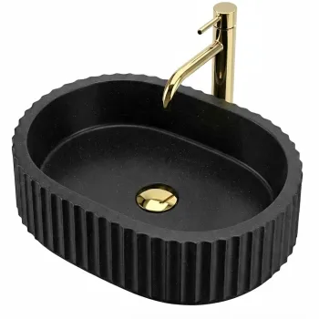 Lavoar Margaret baie oval , piatra compozita Artificial Stone, negru imitatie piatra, 48,5 x 35,5 cm imagine