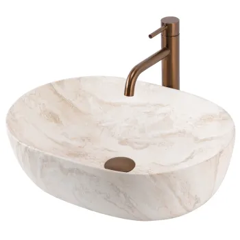 Lavoar oval 48 x 34,5 cm, imitatie piatra Rea Amelia Kallisto imagine
