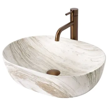 Lavoar oval Rea Amelia, finisaj imitatie piatra mat, 48 x 34.5 cm imagine