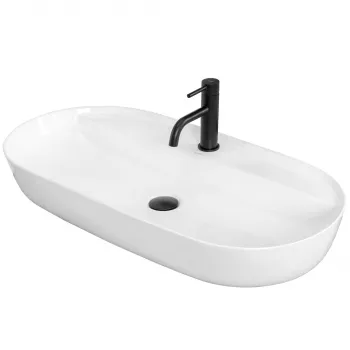 Lavoar oval Rea Aura, alb, ceramica lucioasa, 81 x 41cm imagine