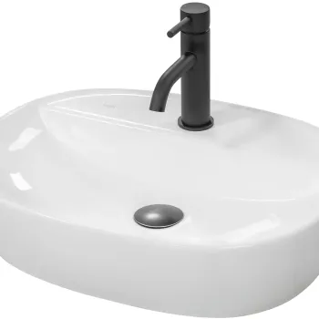 Lavoar oval Rea Carina, alb lucios, 50 x 38,5 cm imagine