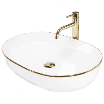 Lavoar oval Rea CLEO , alb auriu, ceramica lucioasa, 60,5 x 41 cm imagine