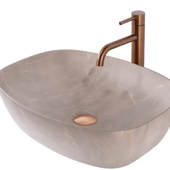 Lavoar oval Rea Freja, finisaj mat imitatie piatra, 51 x 39,5 cm imagine