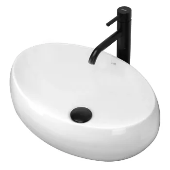 Lavoar oval Rea Linda, ceramica alb lucios, 48.5 x 34 cm imagine