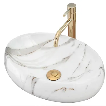 Lavoar oval Rea Linda,  imitatie piatra, 48,5 x 34 cm imagine