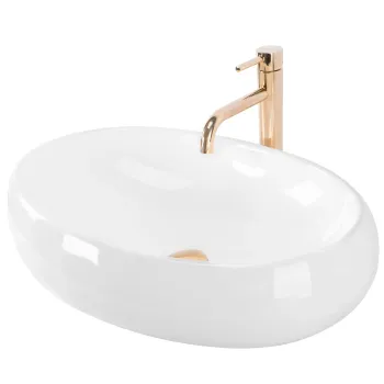 Lavoar oval Rea Melania, ceramica alb lucios, 60 x 40.5 cm imagine