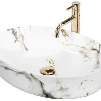 Lavoar oval REA Queen, ceramica cu efect marmura, 55 x 41,5 cm imagine