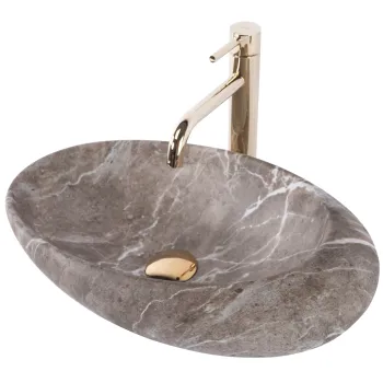 Lavoar oval Rea Roxy B, finisaj mat imitatie piatra naturala, 49 x 31 cm imagine