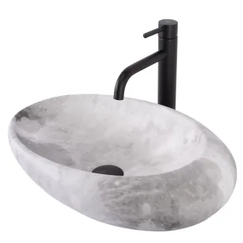 Lavoar oval Rea Roxy, finisaj mat imitatie piatra, 49 x 31 cm imagine